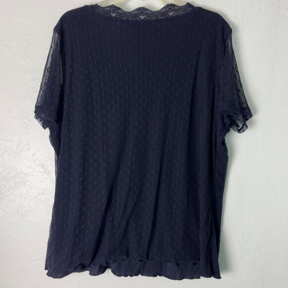 INC Dark Blue Swiss Dot And Lace Pintuck Blouse Size 1X NEW - Picture 5 of 5